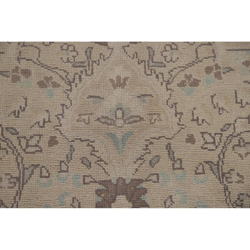 Hand Knotted Oriental 100% Wool Carpet Traditional Floral Beige & Ivories Tabriz Area Rug - 9' 5'' X 6' 2''