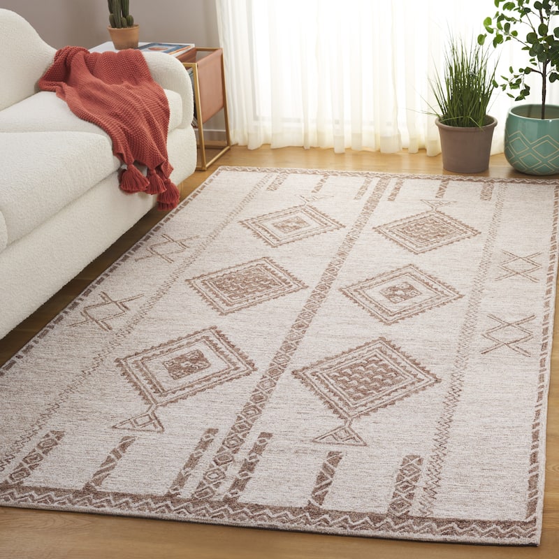 SAFAVIEH Handmade Kenya Tiburcia Rustic Southwestern Boho Wool Rug - 6' x 9' - Brown/Beige