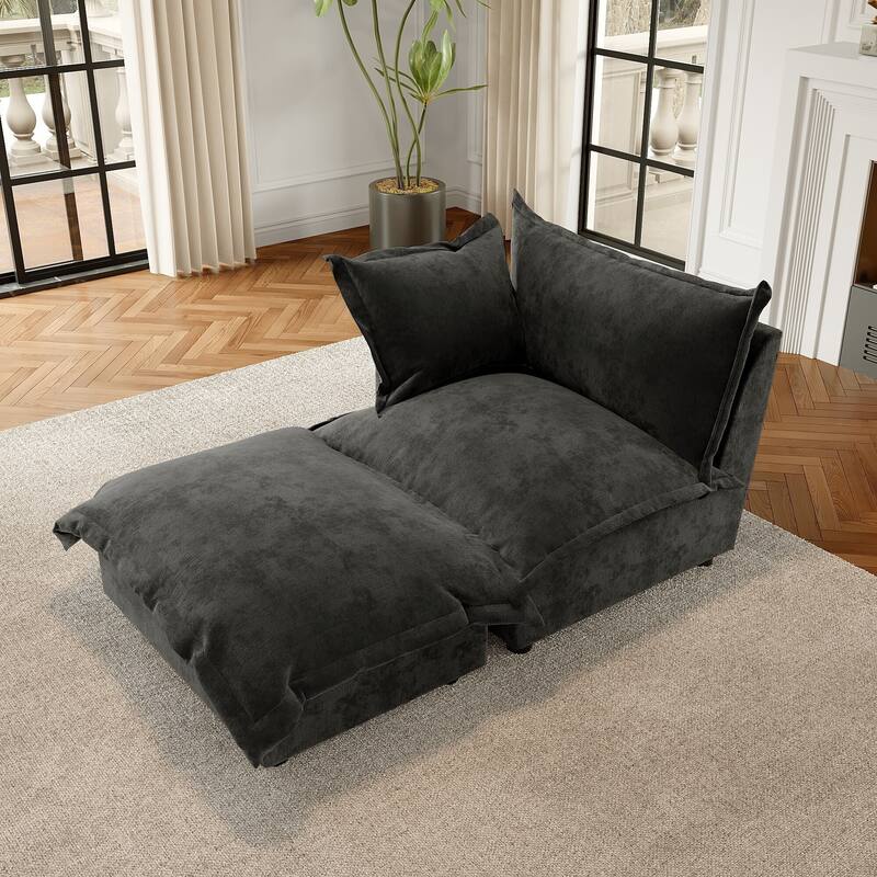 Modern Cloud Chaise Longue Accent Chair with Ottoman set