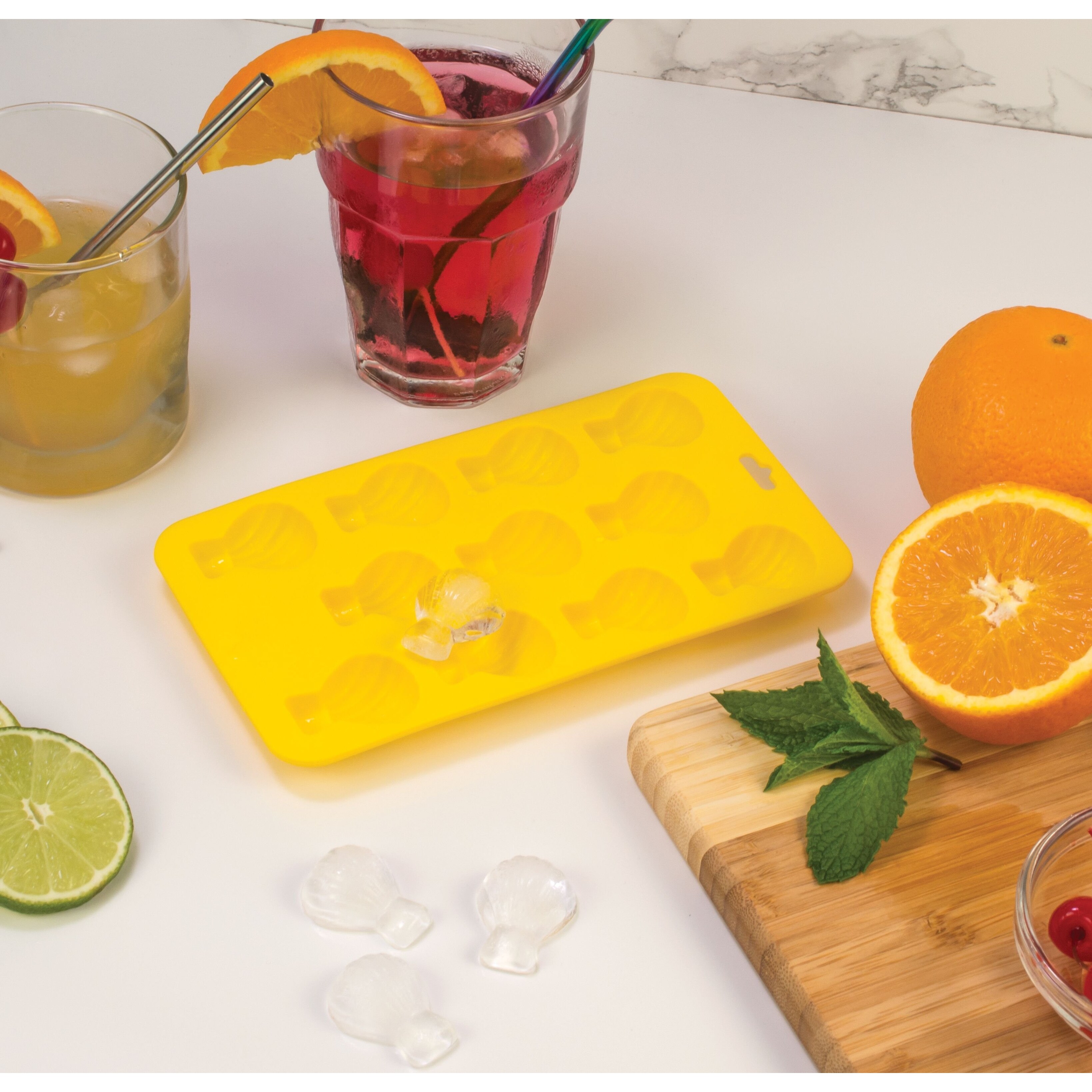 HIC Yellow Silicone Shell Shape Ice Cube Tray and Baking Mold