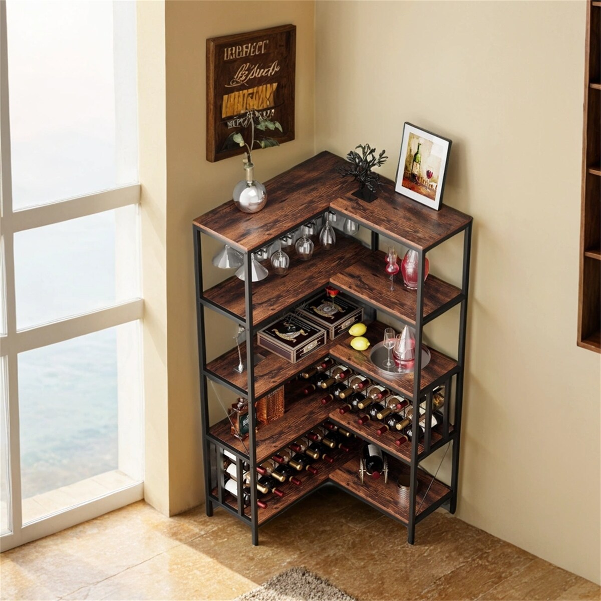 Corner Shelf Corner Floor Wine Rack Tier Corner Bar Freestanding