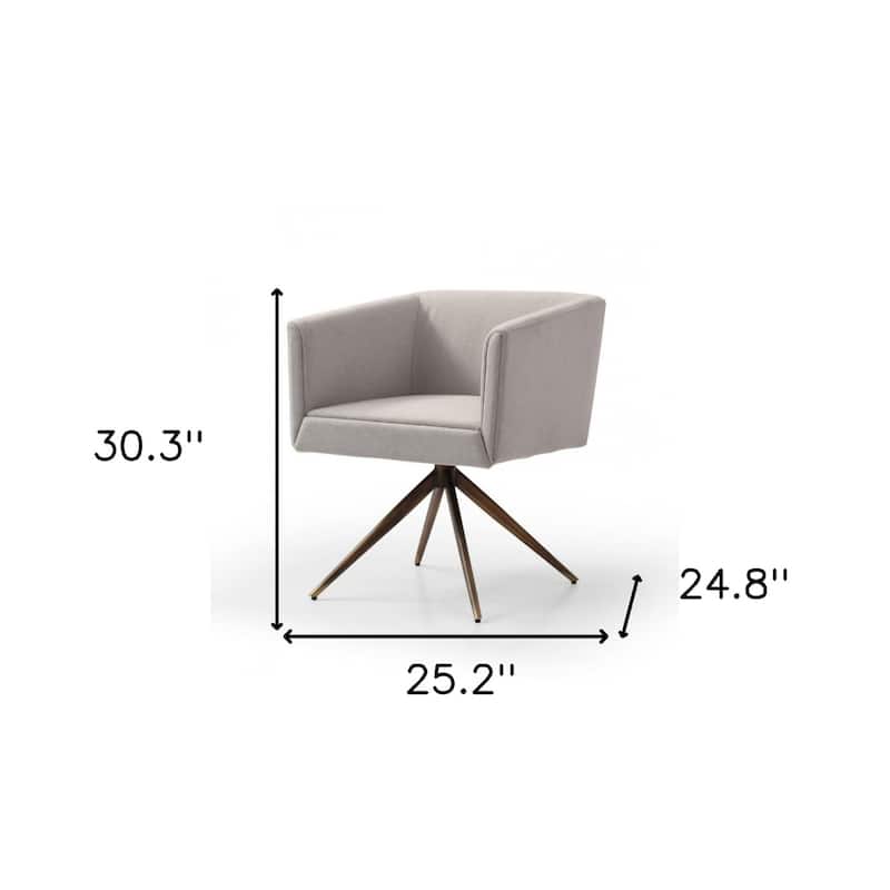 Brass Upholstered Fabric Dining Arm Chair with Metal Legs and Support - 24.80” x 25.20” x 30.30”
