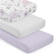 preview thumbnail 1 of 4, Sweet Jojo Designs Purple Boho Floral Girl 3 Pack Fitted Crib Sheets - Solid Lavender, White/Grey Polka Dots & Bohemian Shabby