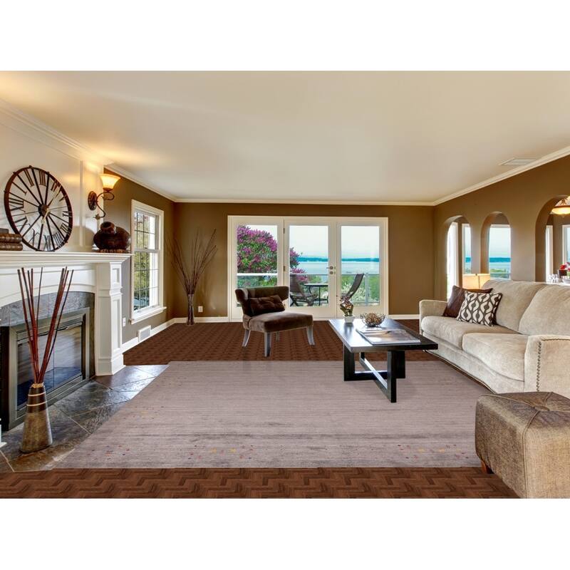 Striped Gabbeh Indian Square Area Rug Hand-Knotted Wool Carpet - 9'9"x 9'9"