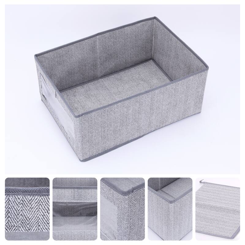 Storage Cube, Storage Bin with Handles for Shelves Closet, 1 Pack Foldable Storage Basket for Organizing Clothes - Grey - 14"x10"x8"