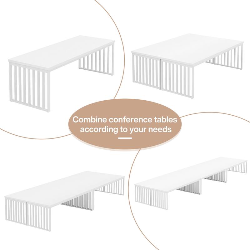 Small Conference Room Table for 4, Industiral Long Meeting Table - 2-pieces