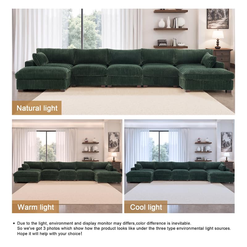 Oversized U-shaped Plush Modular Sectional Sofa Set
