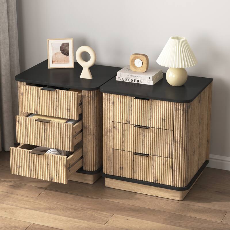 Multi-functional three-drawer MDF nightstand