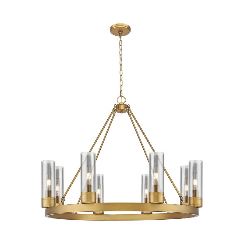 Innovations Lighting Downtown Urban - Boreas - 6 Light 36" Chandelier with 8" Shades - Brushed Brass/Light Smoke