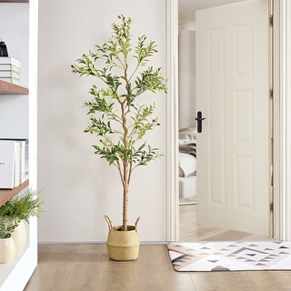 Artificial Olive Tree 59/71 Inch Tall Faux Silk Plant Indoor Fake ...