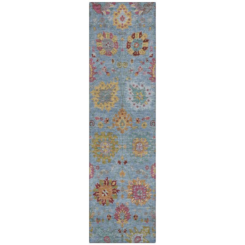 Machine Washable Indoor/ Outdoor Traditional Kashan Chantille Rug