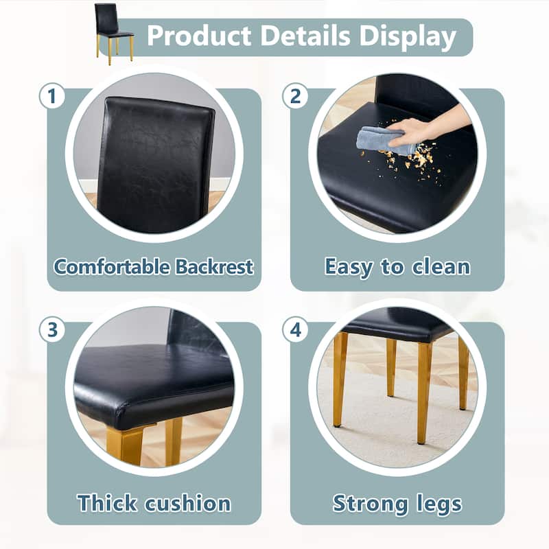 Four Dining Chairs, Golden Metal Legs