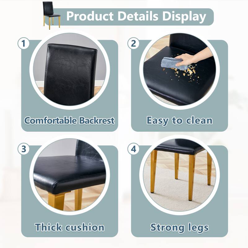 Modern Set of 4 Dining Chair with Metal Legs Kitchen Chair Side Chair Armless Chair for Dining Room
