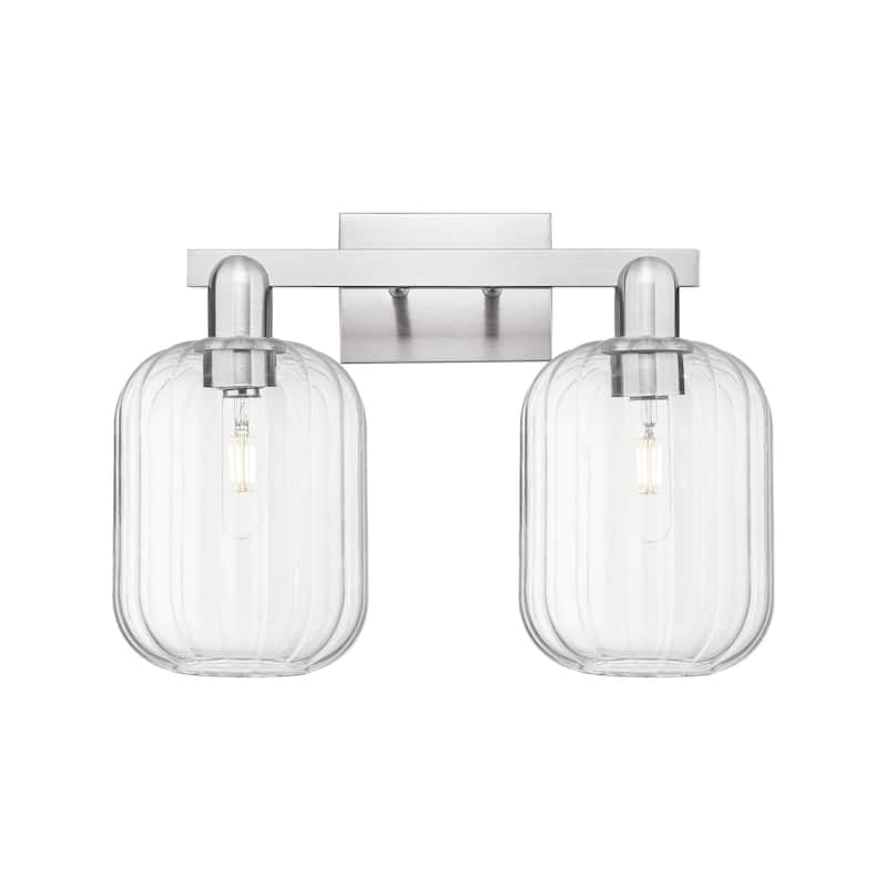 Innovations Lighting 716-2W-14-16 Preston Vanity Cylinder Preston 2 - Brushed Satin Nickel / Clear