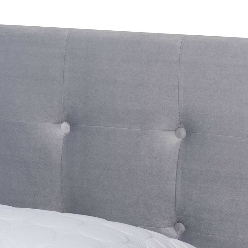 Caprice Modern Glam Velvet Fabric Upholstered Panel Bed