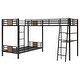 preview thumbnail 5 of 6, L-Shaped Twin over Twin Metal Bunk Bed Frame w/Built-in Desk & Shelves