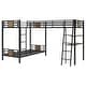 preview thumbnail 6 of 8, Metal Triple Bunk, L-Shaped Bunk Bed with Desk and Shelf