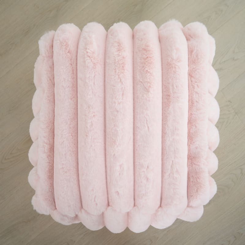 Madrid Collection Ultra Soft Ribbed Faux Fur Indoor Pouf