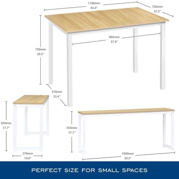 HOMURY 3 Piece Dining Table Set with Two Benches - Bed Bath & Beyond ...