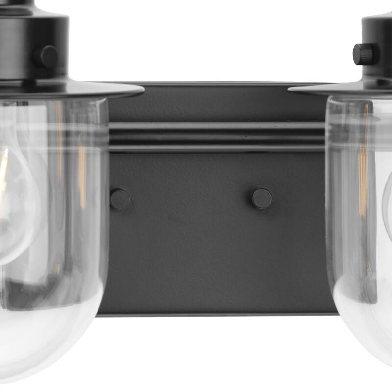 Northlake Collection Four-Light Matte Black Clear Glass Transitional Bath Light - 32.5 in x 7.5 in x 8 in