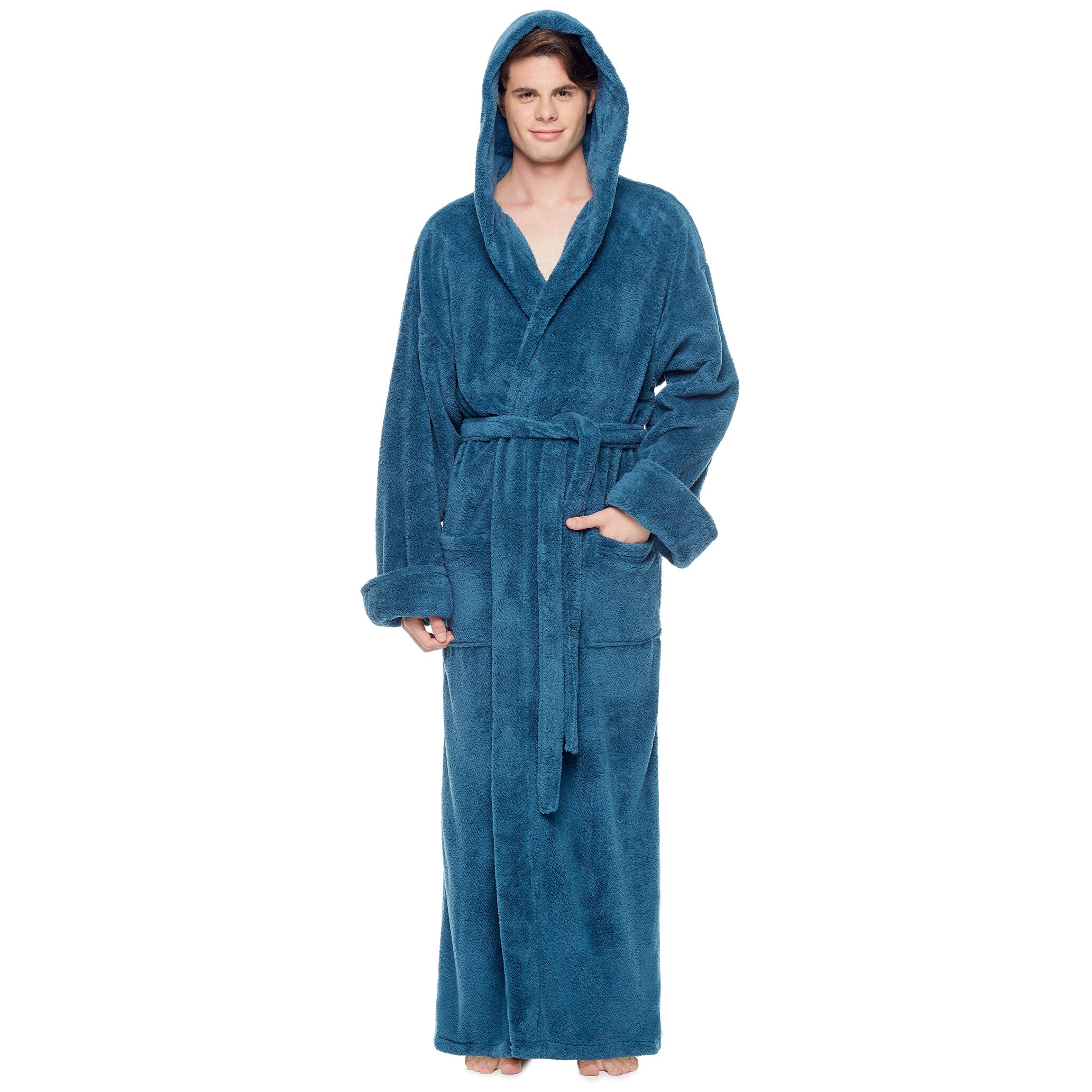 Hooded fleece best sale dressing gown mens