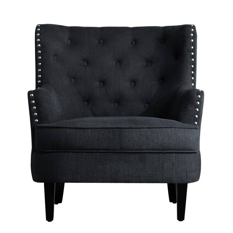 Moser Bay Mignon Velvet / Linen 30'' Wide Tufted Wingback Accent Chair