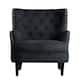 Moser Bay Mignon Velvet / Linen 30'' Wide Tufted Wingback Accent Chair - Charcoal- Velvet