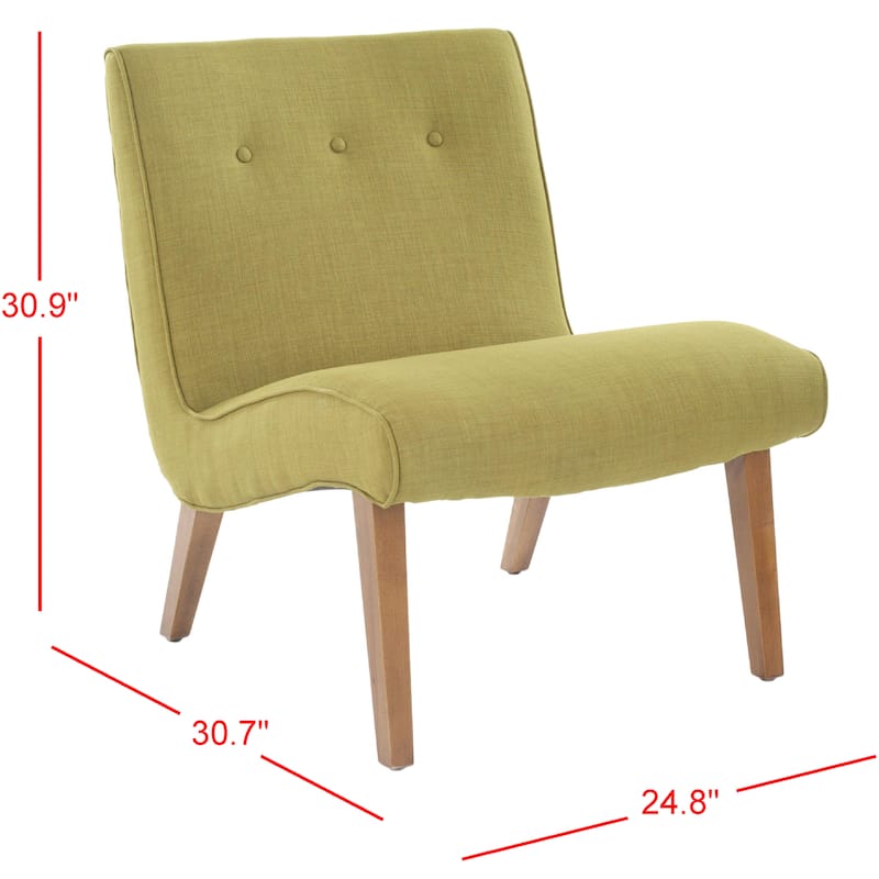 SAFAVIEH Mid-Century Mandell Green Chair With Buttons - 25.2" W x 29.9" L x 30.7" H