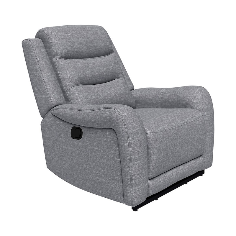 Clair Manual Recliner Chair with Scrolled Arms, Wood Frame, Gray Fabric