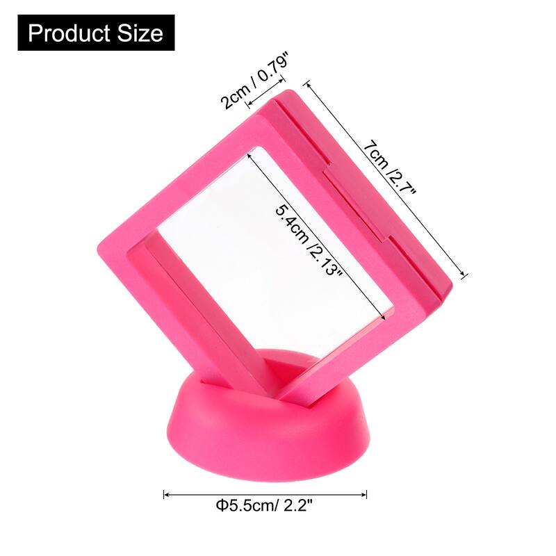 20 Pcs 3D Floating Display Case, 2.76 x 2.76 x 0.8 Inch Display Holder - Rose Red