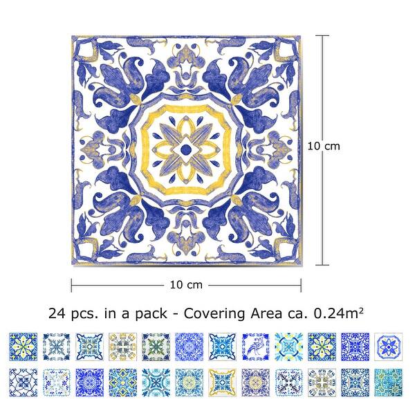 Walplus Tile Stickers Peel and Stick Mediterranean Skye Classic Blue