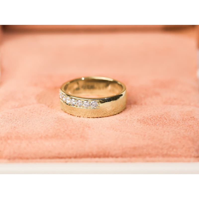 Kobelli 0.50 Carats Lab Grown Diamond Solid 14k Gold Wide Cigar Band Nico Ring