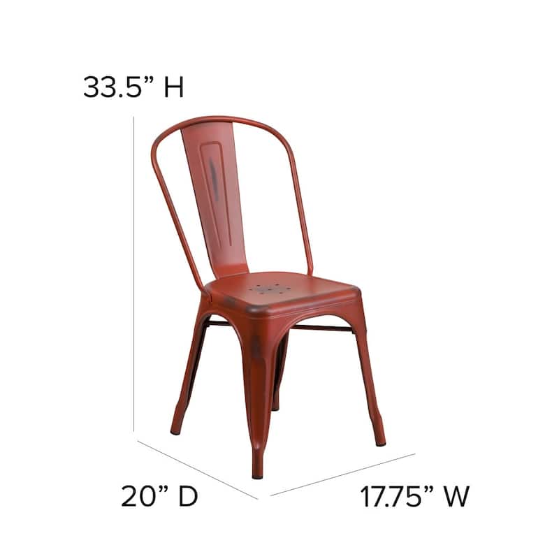 Distressed Metal Indoor-Outdoor Stackable Chair - Kitchen Furniture