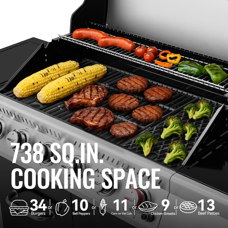 Royal Gourmet GA6402H Deluxe 6-Burner Gas Grill, Black