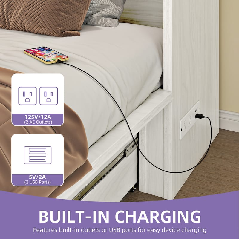 Murphy Bed Chest with Built-In Charger