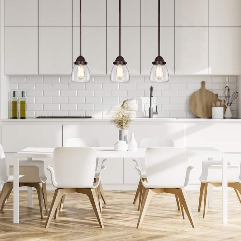 Yellowstone 1-Light Oil Rubbed Bronze Pendant with Seeded Glass Shade - Oil Rubbed Bronze