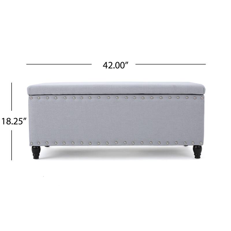 Tatiana Contemporary Fabric Storage Ottoman with Nailhead Trim by Christopher Knight Home