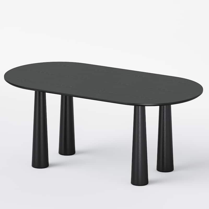 Dovelina 67" Oval Black Dining Table - Sturdy Tapered Legs for 6 People