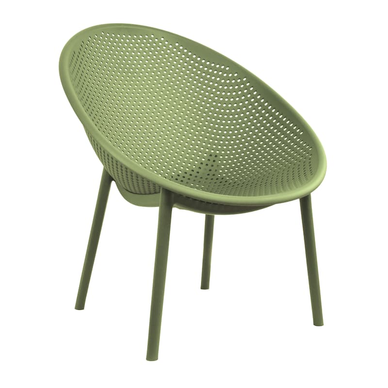 Mid-Century Modern Plastic Lounge Chair Plastic Legs with Breathable Perforated Egg Shaped Seat for Indoor/Outdoor Use