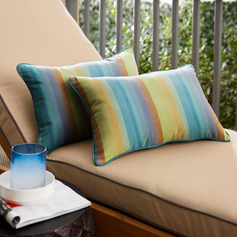 Sunbrella Astoria Lagoon/ Spectrum Peacock Indoor/ Outdoor Pillow Set - 16 in x 16 in