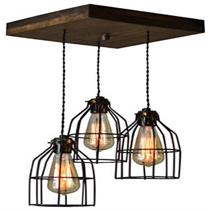Shop 3 Light Industrial Farmhouse Cage Black Chandelier On Sale