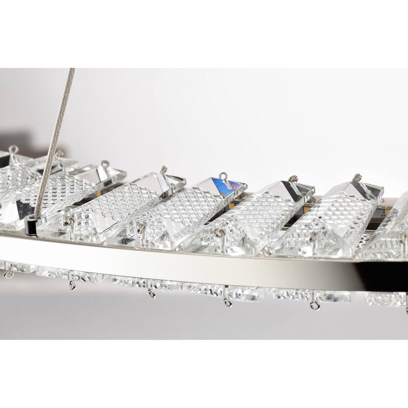 Nova LED 36 Inch Round Pendant Polished Nickel Finish K9 Crystal - Polished Nickel