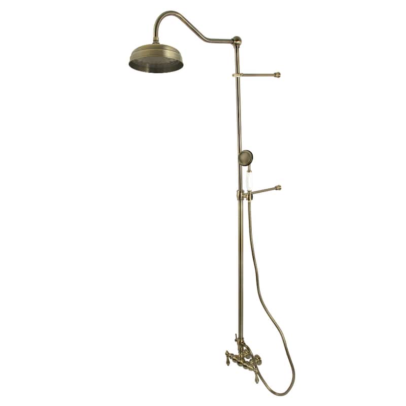 Vintage Wall Mount Rain Drop Shower System - Antique Brass