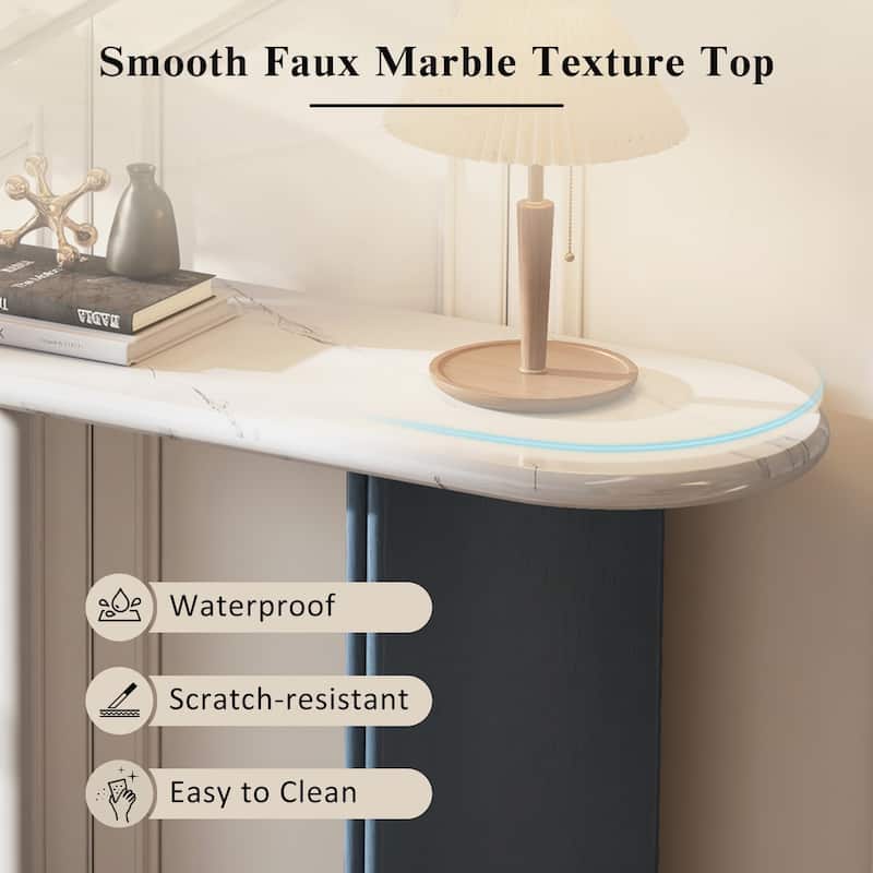 Entryway Table with Oval Faux Marble Top