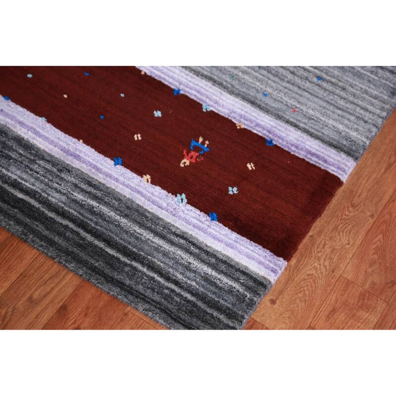 Hand Knotted Oriental 100% Wool Carpet Tribal Tribal Greys & Charcoal Gabbeh Area Rug - 10' 1'' X 8' 3''