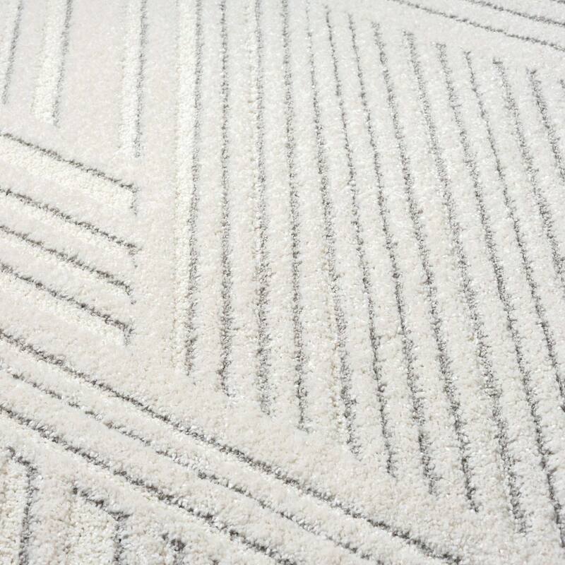 Abani Cozy COZ130A Modern Cream Grey Criss Cross Intertwined Lines Area Rug