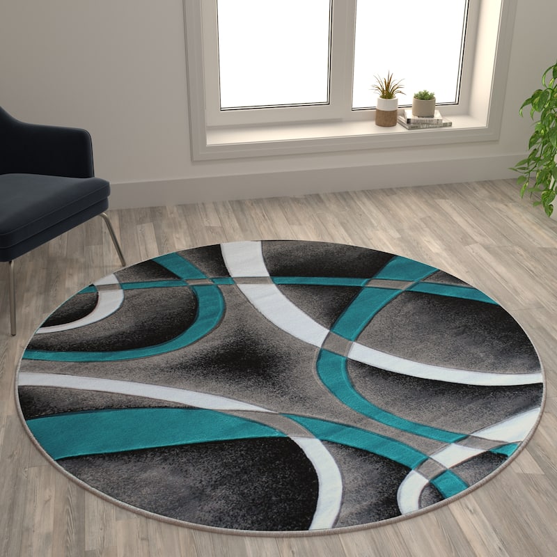 Modern Ribboned Design High-Low Pile Abstract Area Rug