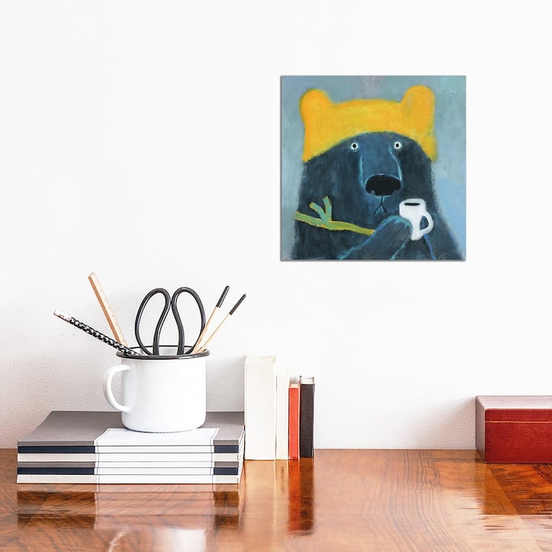 iCanvas "Blue Bear In The Yellow Hat" by Natalia Shaloshvili Canvas Print - 12x12x0.75