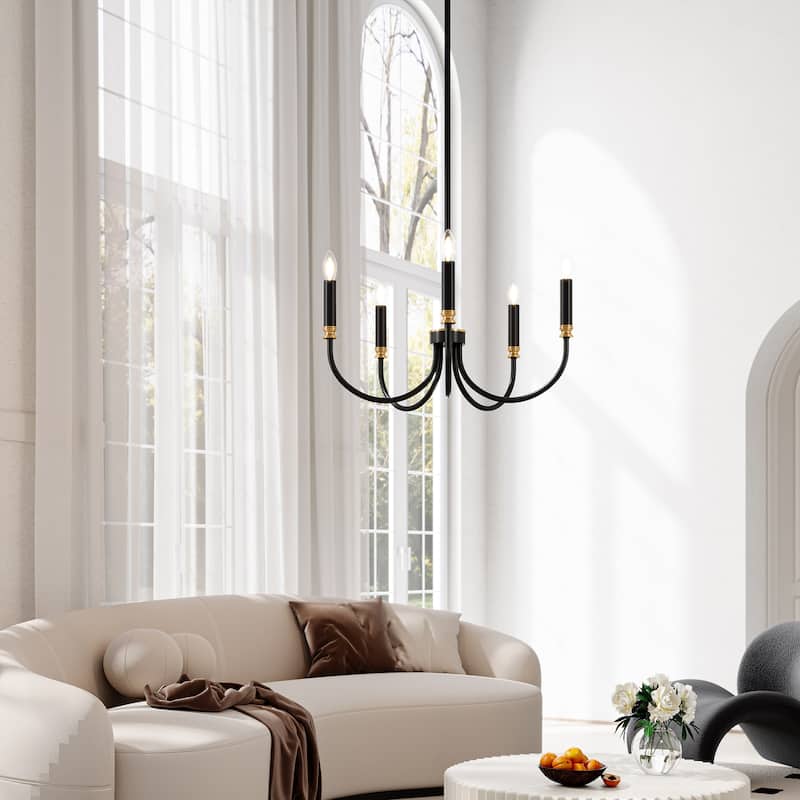 Modern Farmhouse 5-Light Black Chandelier for Dining Room