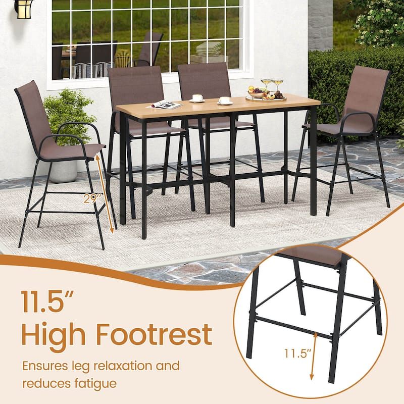 Costway 2 PCS Outdoor Bar Stools 29" Fabric Bar Height Stools with - See Details